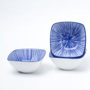 Blue Ceramic Dish, Pack Of 3 - Geometric Pattern, Serveware