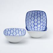 Blue Ceramic Dish, Pack Of 3 - Big Geometric Pattern, Serveware