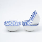 Blue Ceramic Dish, Pack Of 3 - Big Geometric Pattern, Serveware