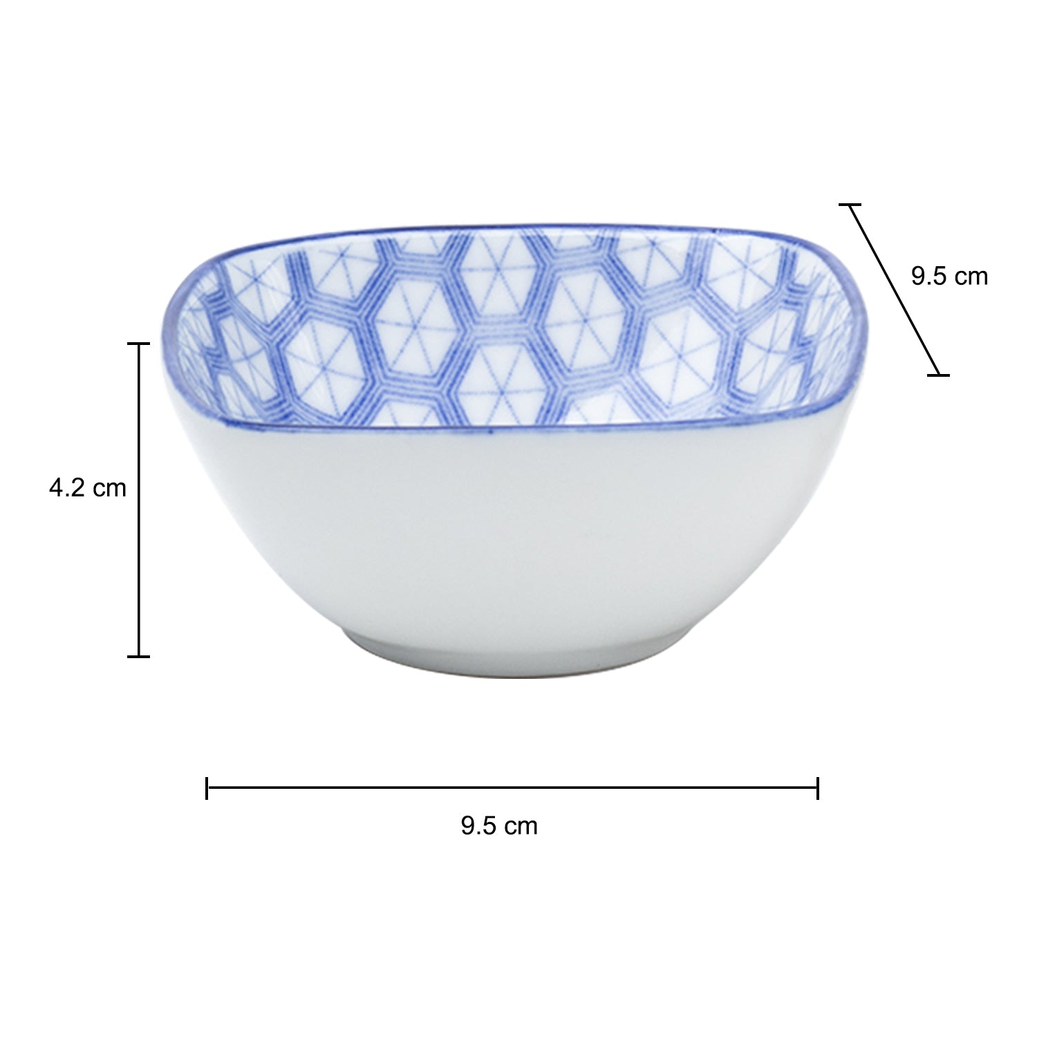 Blue Ceramic Dish, Pack Of 3 - Big Geometric Pattern, Serveware