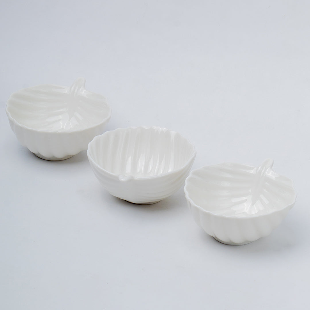 Off White Ceramic Dish - Pack Of 3, Plain