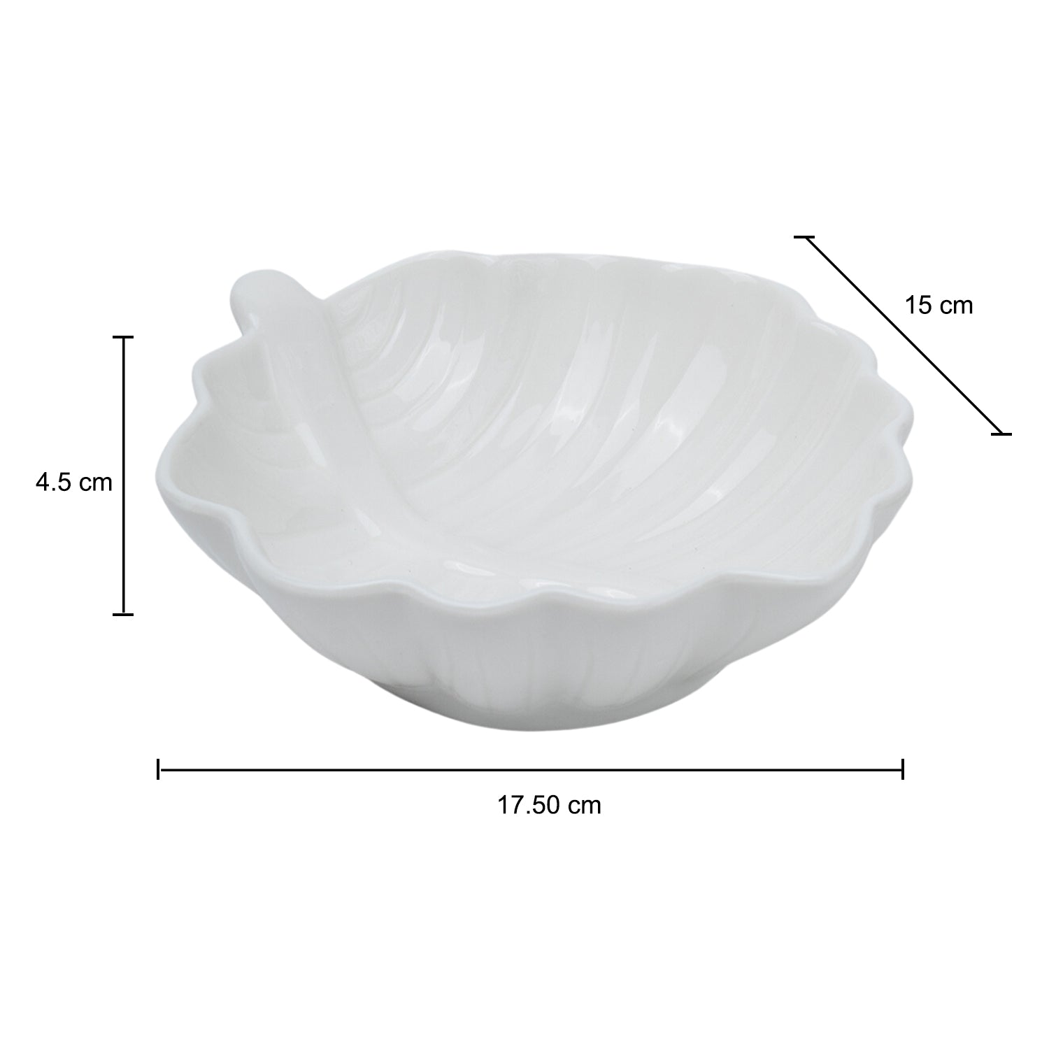 Off White Ceramic Dish - Pack Of 2, Leaf Shape