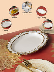 Golden Edge Glazed Serveware Dish - MARKET99