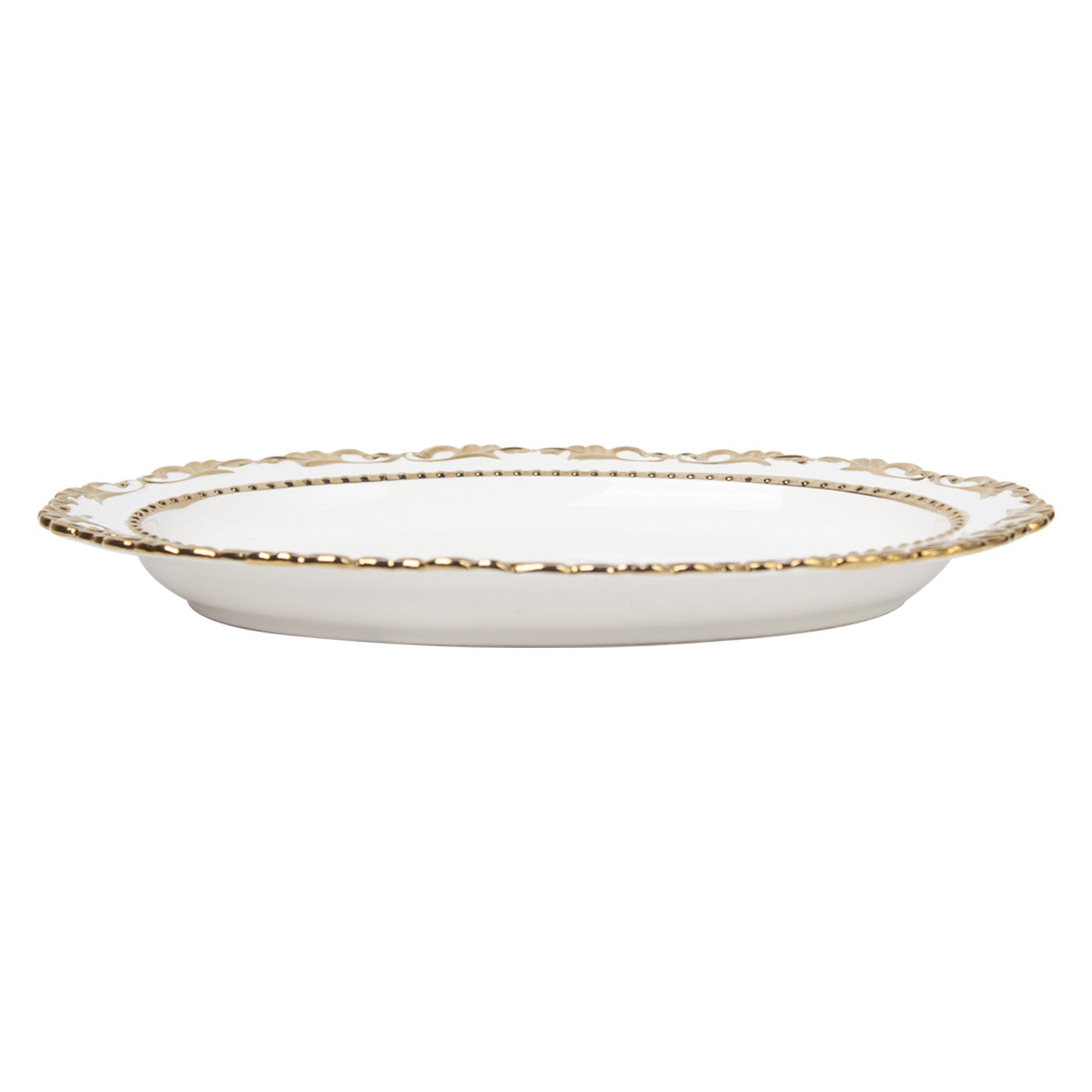 Golden Edge Glazed Serveware Dish