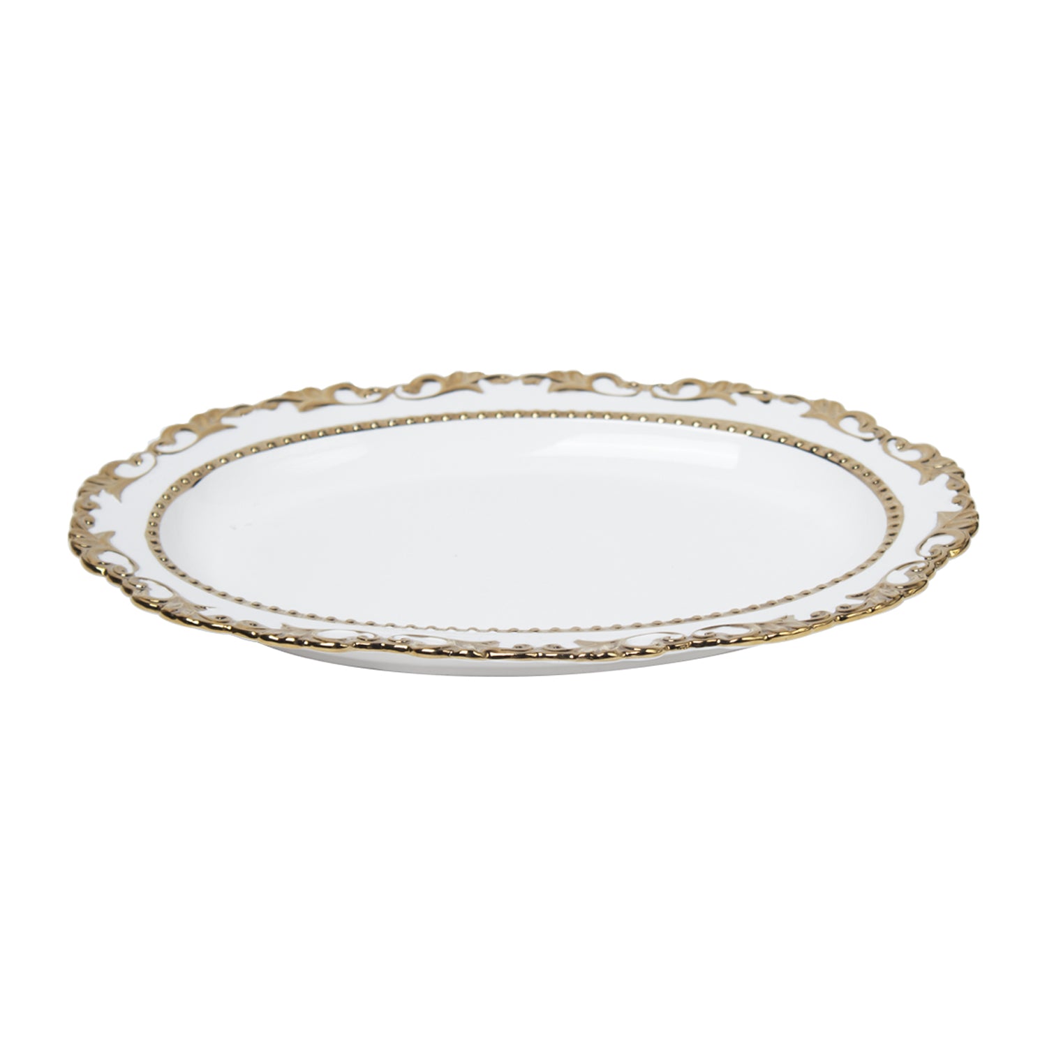 Golden Edge Glazed Serveware Dish