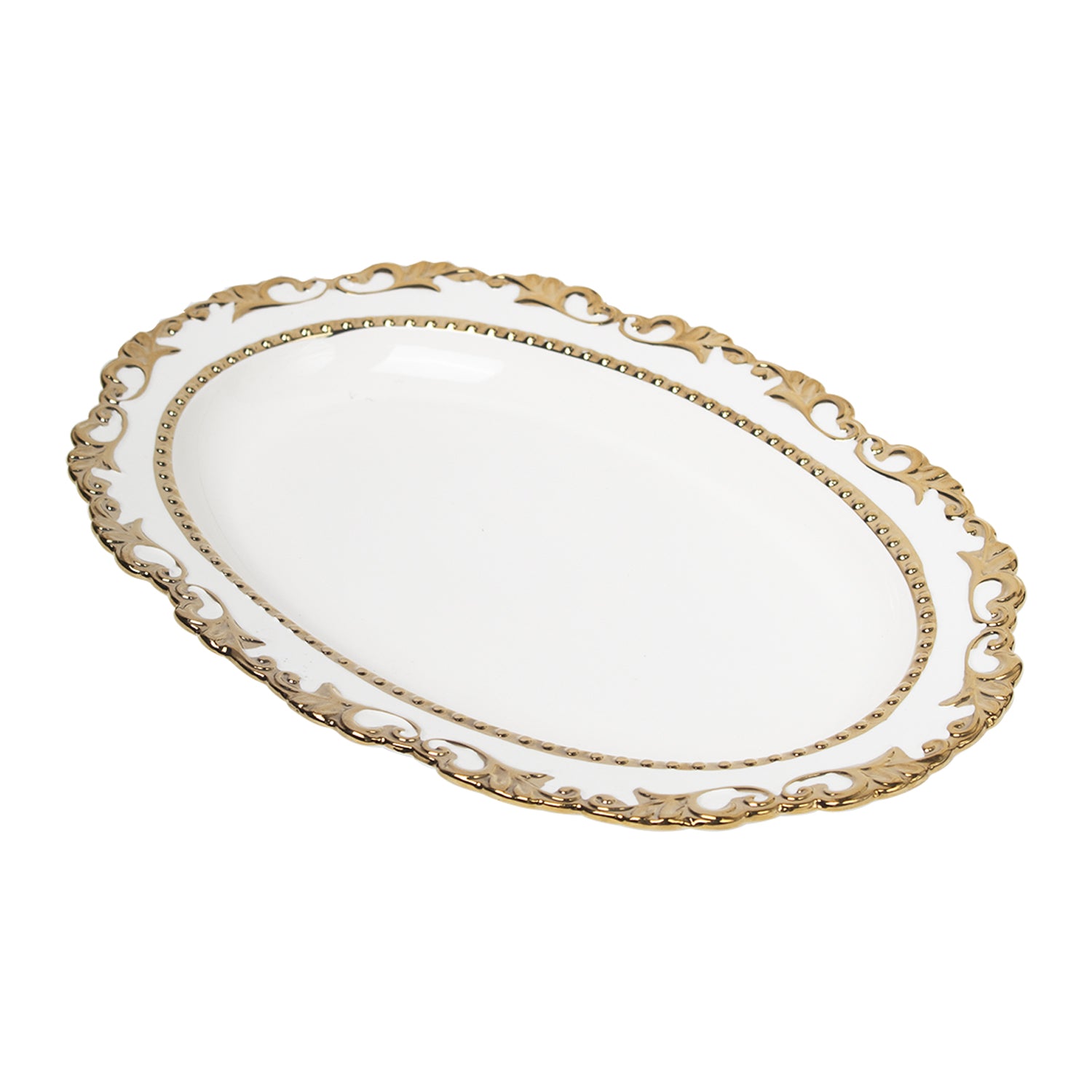 Golden Edge Glazed Serveware Dish