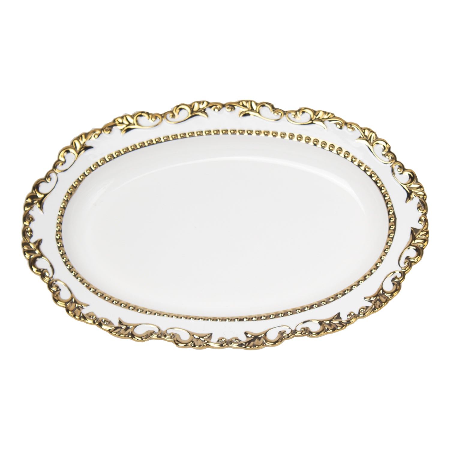 Golden Edge Glazed Serveware Dish