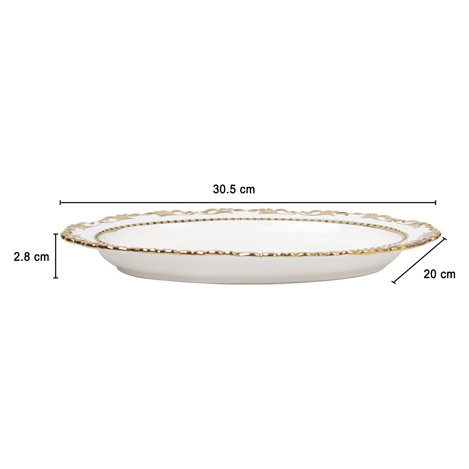 Golden Edge Glazed Serveware Dish