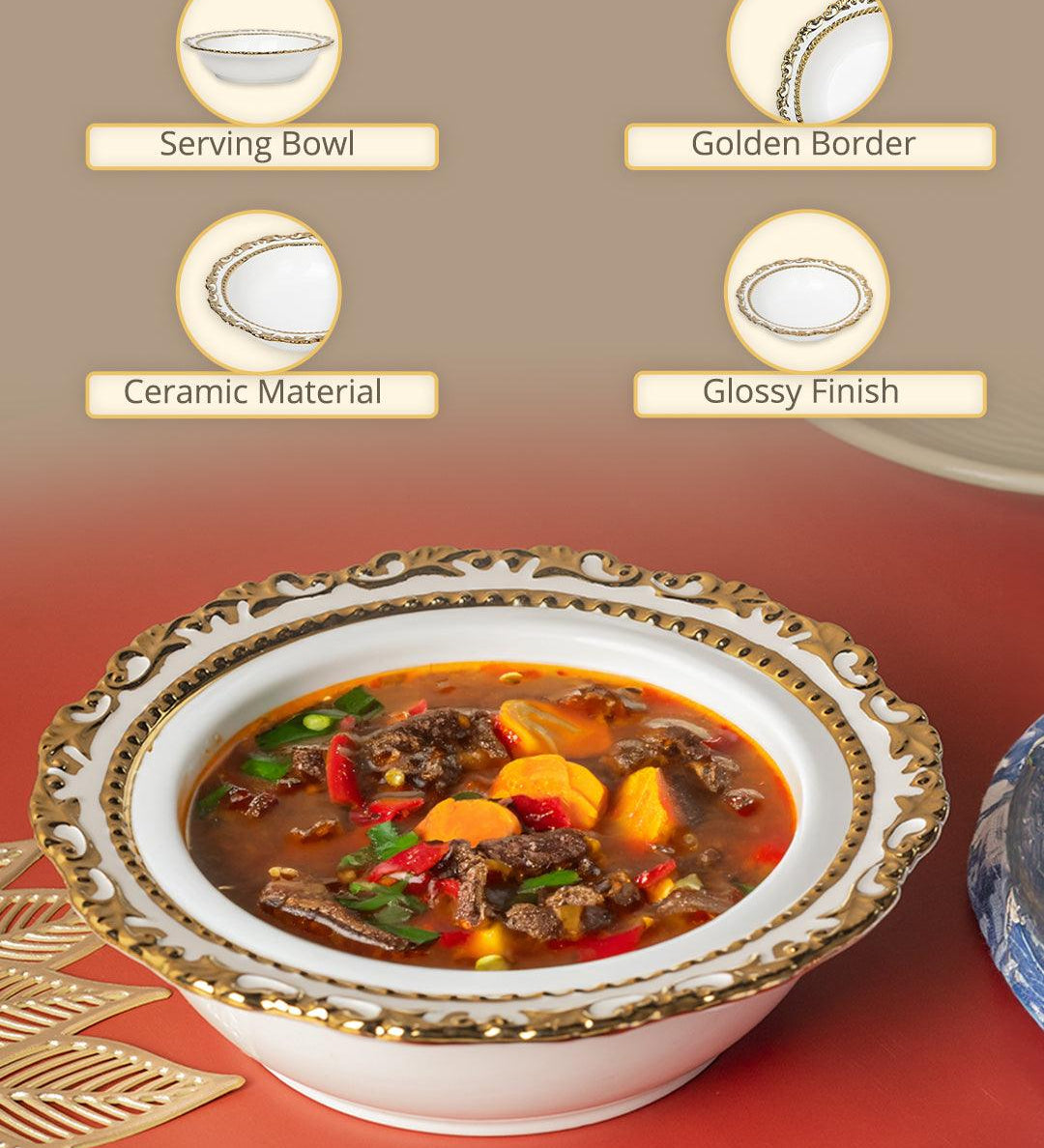 Golden Edge Glazed White Dish - MARKET99