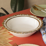 Golden Edge Glazed White Ceramic Dish