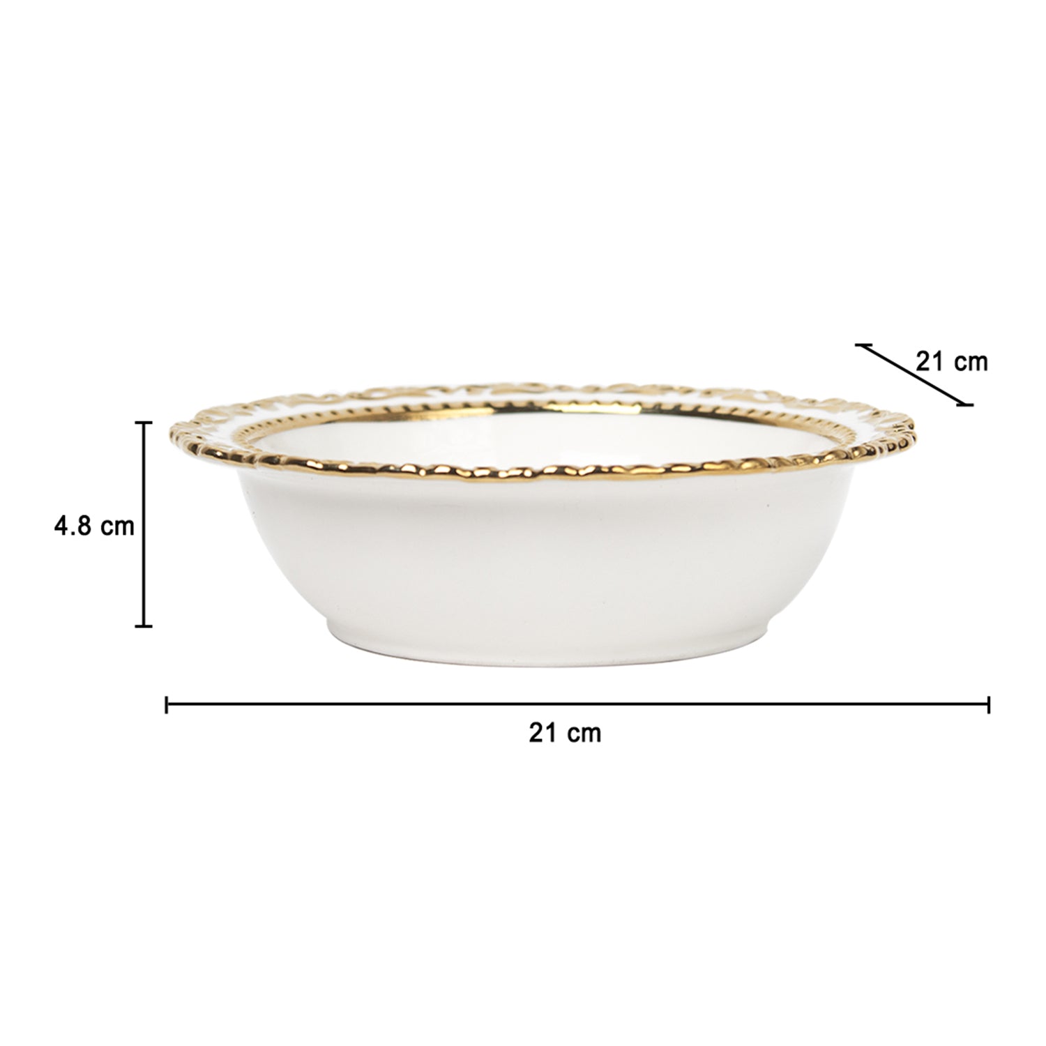 Golden Edge Glazed White Ceramic Dish