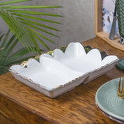 Antique Off White Ceramic Divided Serving Dish - 21 x 14 x 6CM