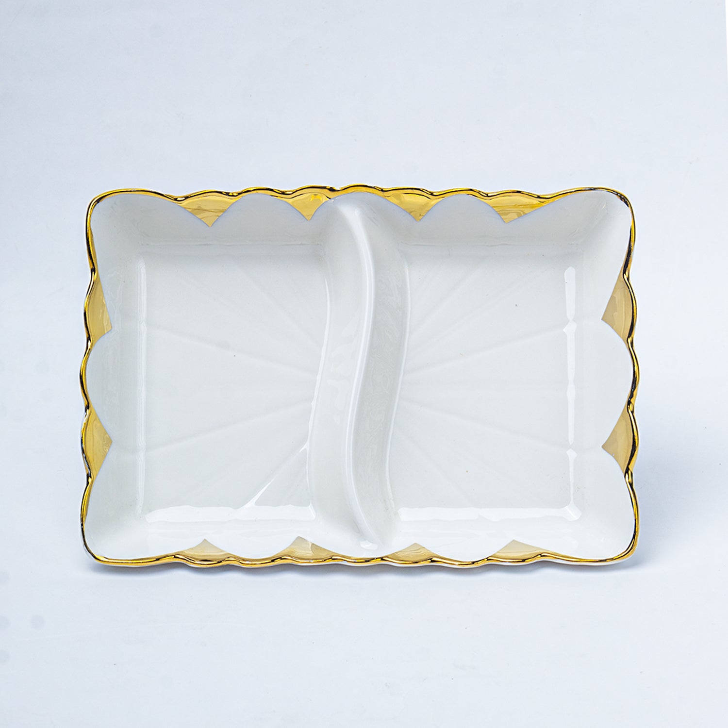 Antique Off White Ceramic Divided Serving Dish - 21 x 14 x 6CM