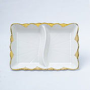 Antique Off White Ceramic Divided Serving Dish - 21 x 14 x 6CM