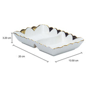 Antique Off White Ceramic Divided Serving Dish - 21 x 14 x 6CM