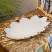 Antique Off White Ceramic Oval Serving Dish - 26 x 16 x 4CM