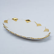 Antique Off White Ceramic Oval Serving Dish - 26 x 16 x 4CM