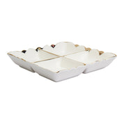 Antique Off White Ceramic Divided Serving Dish - 21 x 21 x 4CM