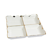 Antique Off White Ceramic Divided Serving Dish - 21 x 21 x 4CM