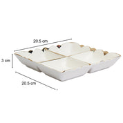 Antique Off White Ceramic Divided Serving Dish - 21 x 21 x 4CM