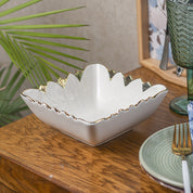 Antique Off White Ceramic Square Serving Dish - 12 x 12 x 7CM