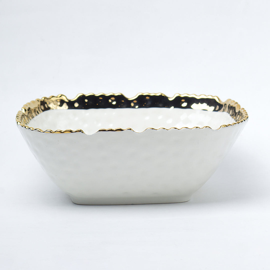 Antique Off White Ceramic Square Serving Dish - 13 x 13 x 6CM