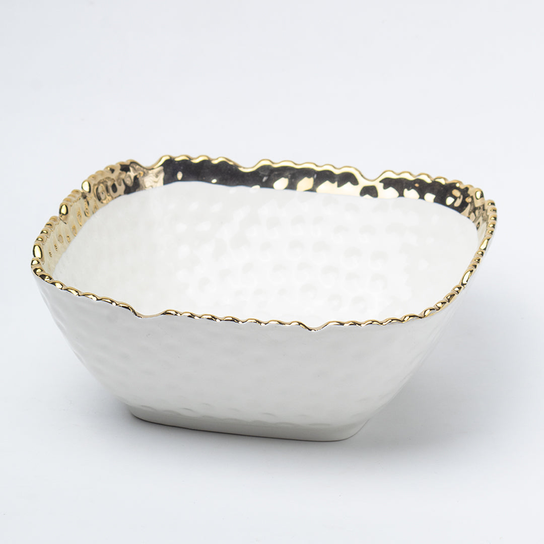 Antique Off White Ceramic Square Serving Dish - 13 x 13 x 6CM
