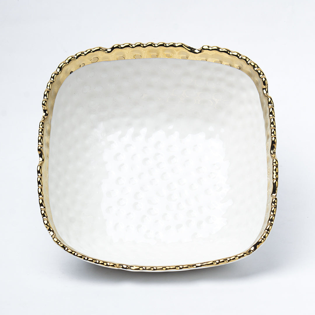 Antique Off White Ceramic Square Serving Dish - 13 x 13 x 6CM