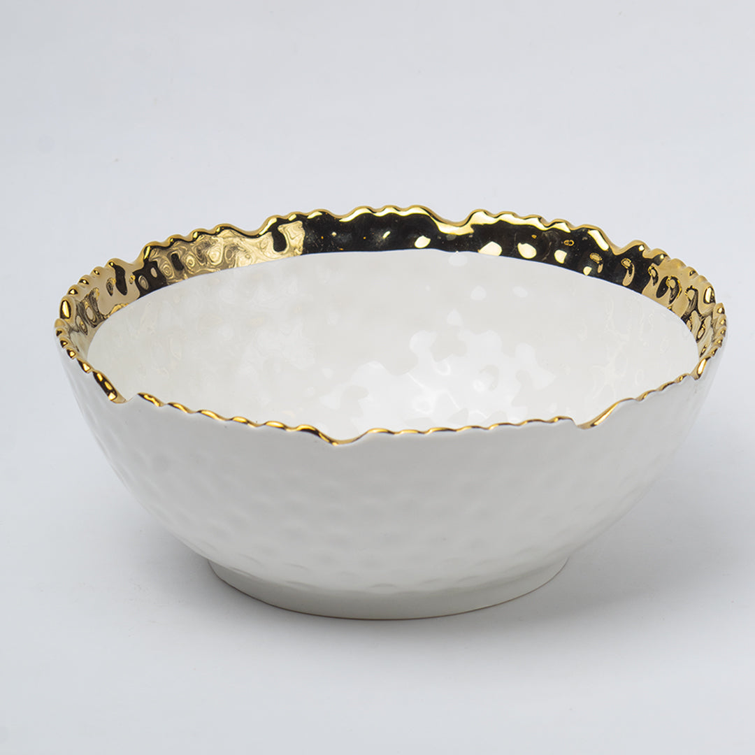 Antique Off White Ceramic Round Serving Dish - 18 x 18 x 7CM