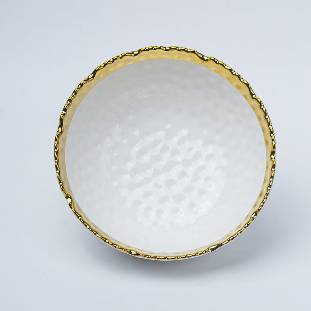 Antique Off White Ceramic Round Serving Dish - 18 x 18 x 7CM