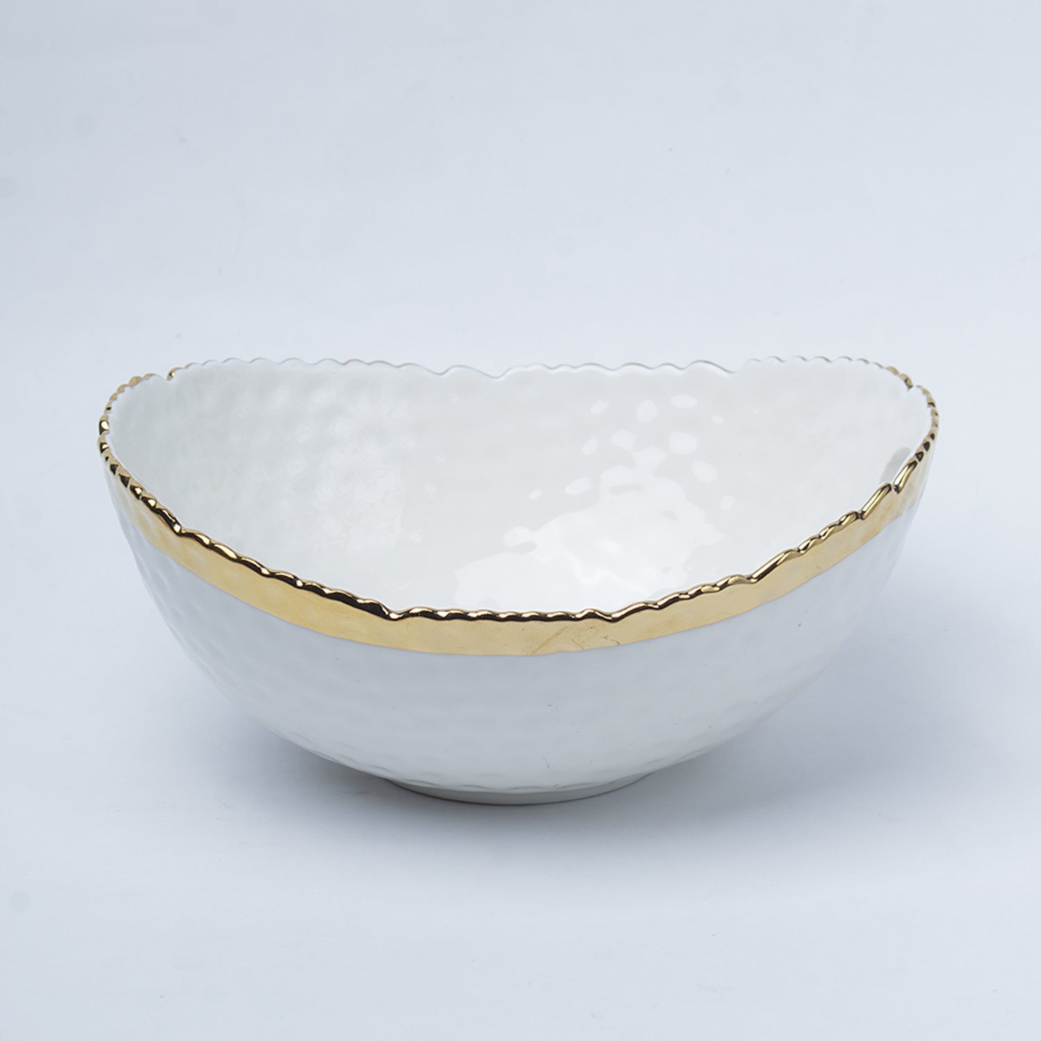 Antique Off White Ceramic Round Serving Dish ( Both Side Handle ) - 21 x 17 x 9CM
