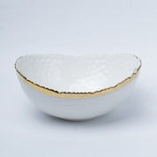 Antique Off White Ceramic Round Serving Dish ( Both Side Handle ) - 21 x 17 x 9CM