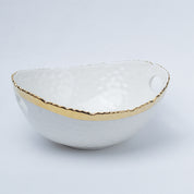 Antique Off White Ceramic Round Serving Dish ( Both Side Handle ) - 21 x 17 x 9CM