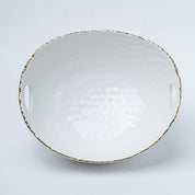 Antique Off White Ceramic Round Serving Dish ( Both Side Handle ) - 21 x 17 x 9CM