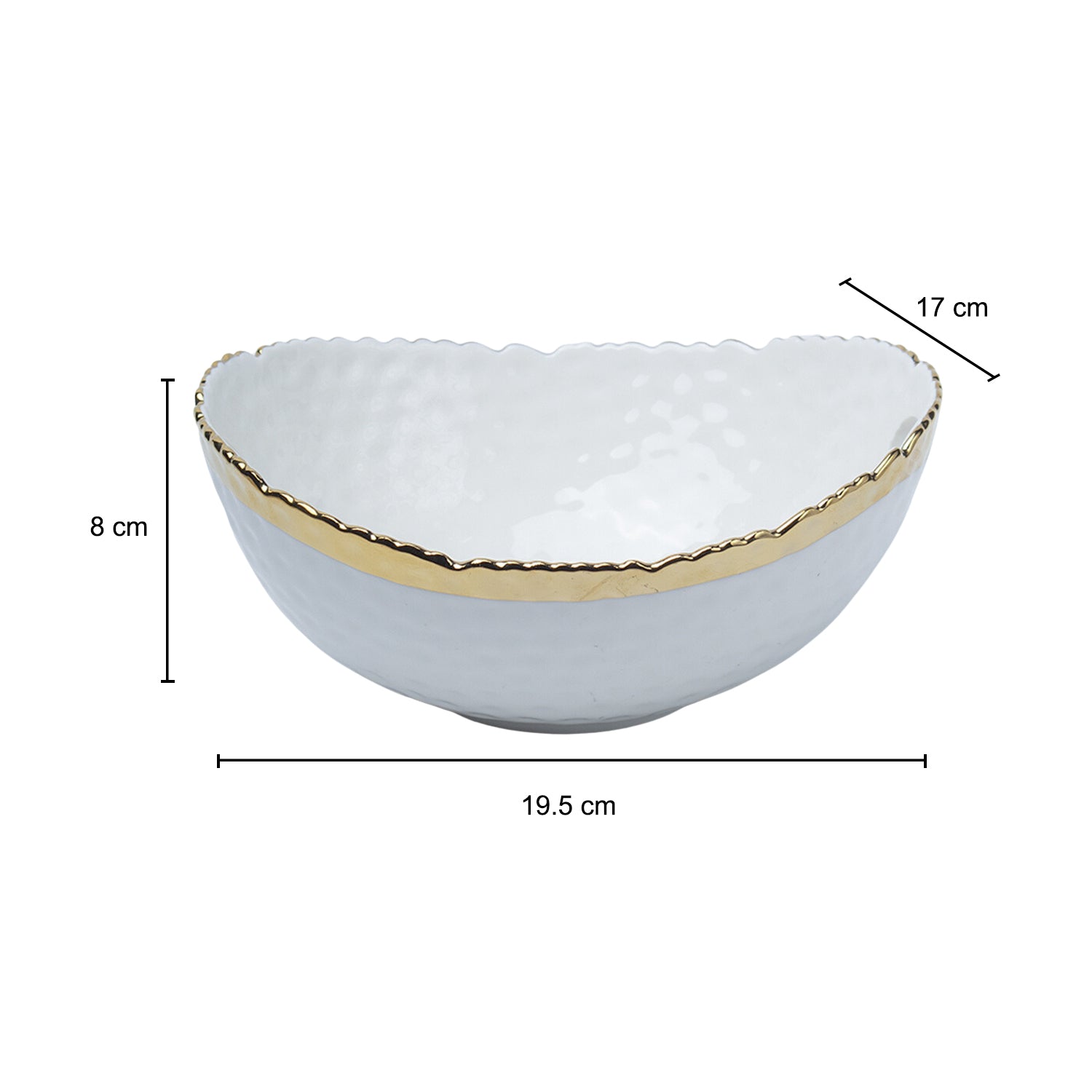 Antique Off White Ceramic Round Serving Dish ( Both Side Handle ) - 21 x 17 x 9CM