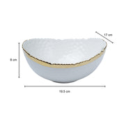 Antique Off White Ceramic Round Serving Dish ( Both Side Handle ) - 21 x 17 x 9CM