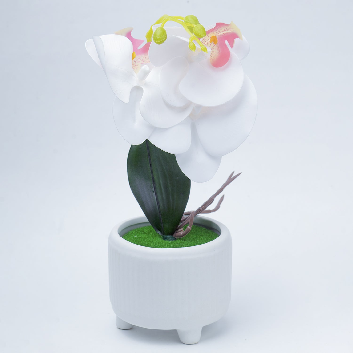 Stylish White Artificial Flowers With Pot - 10 X 10 X 34Cm