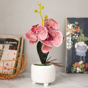 Stylish Pink Artificial Flowers With Pot - 11 X 11 X 21Cm