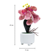 Stylish Pink Artificial Flowers With Pot - 11 X 11 X 21Cm