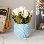 Stylish Off White Artificial Flower With Pot - 11.5 X 11.5 X 24Cm