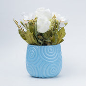 Stylish Off White Artificial Flower With Pot - 11.5 X 11.5 X 24Cm