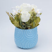 Stylish Off White Artificial Flower With Pot - 11.5 X 11.5 X 24Cm