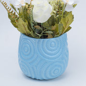 Stylish Off White Artificial Flower With Pot - 11.5 X 11.5 X 24Cm