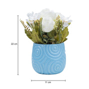 Stylish Off White Artificial Flower With Pot - 11.5 X 11.5 X 24Cm