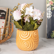 Stylish Pink Artificial Flower With Pot - 11.5 X 11.5 X 24Cm