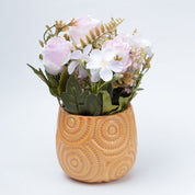 Stylish Pink Artificial Flower With Pot - 11.5 X 11.5 X 24Cm