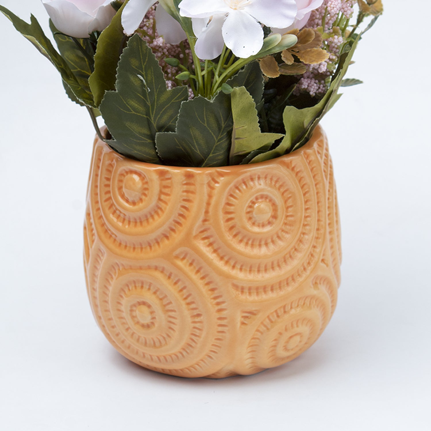 Stylish Pink Artificial Flower With Pot - 11.5 X 11.5 X 24Cm