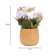 Stylish Pink Artificial Flower With Pot - 11.5 X 11.5 X 24Cm