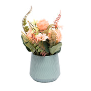 Pink Rose Flowers With Turquoise Pot