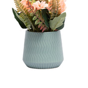 Pink Rose Flowers With Turquoise Pot